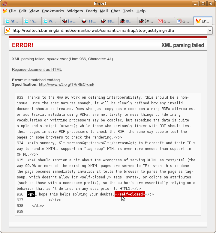 Error! Reparse document as HTML?
